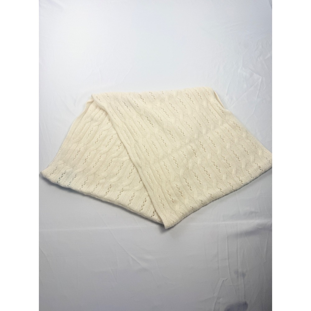 Celeste Ivory Cable Knit Infinity Scarf 90% Wool 10% Cashmere Cozy Winter